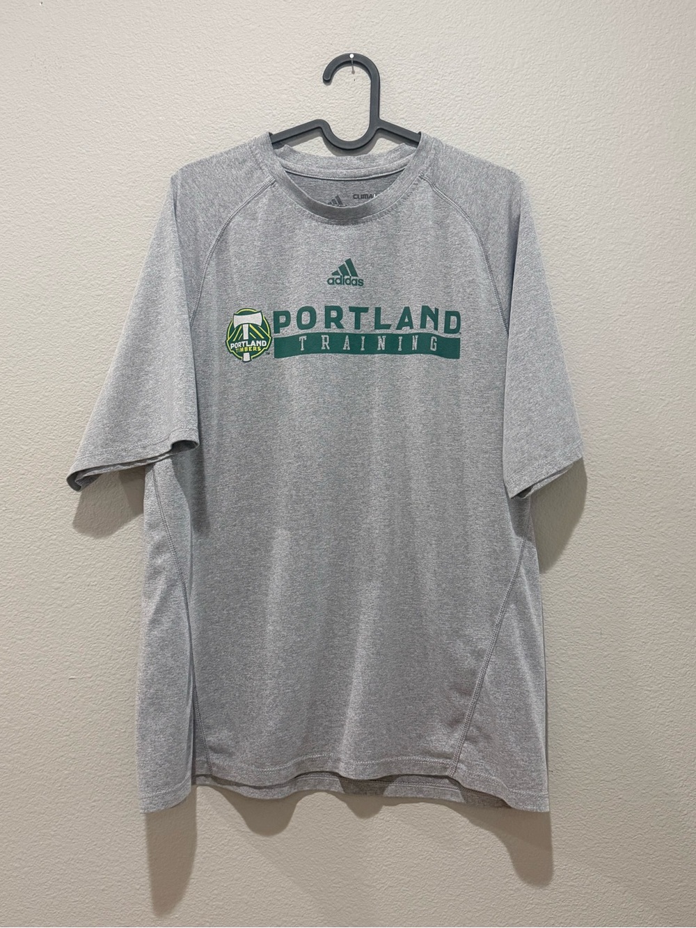 Adidas MLS Portland Timbers Grey Short Sleeve Climalite Performance Tee Size M